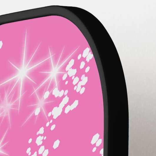 eenvoudige minimale witte monogram roze glitter wa pickleball paddle (Links Detail)