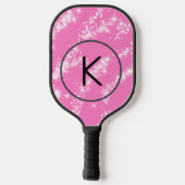 eenvoudige minimale witte monogram roze glitter wa pickleball paddle (Achterkant)