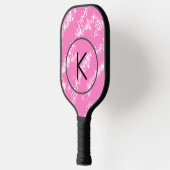 eenvoudige minimale witte monogram roze glitter wa pickleball paddle (Links)