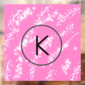 eenvoudige minimale witte monogram roze glitter wa raamsticker (Vel 2)