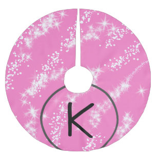 eenvoudige minimale witte monogram roze glitters w kerstboom rok