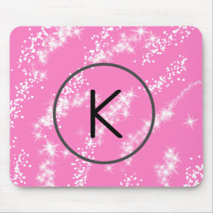 eenvoudige minimale witte monogram roze glitters w muismat