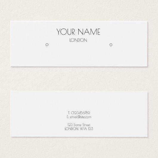 Eenvoudige minimale witte oorbel display kaart (Voorkant /achterkant)