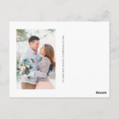 Eenvoudige minimale witte trouwfoto Dank u Briefkaart (Achterkant)