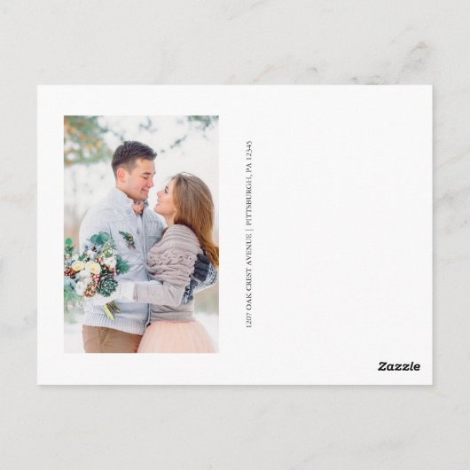 Eenvoudige minimale witte trouwfoto Dank u Briefkaart (Achterkant)