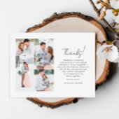 Eenvoudige minimale witte trouwfoto Dank u Briefkaart