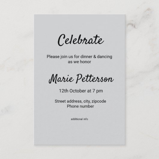 Eenvoudige minimale witte zwarte klassieker Edi Ba Informatiekaartje (Voorkant)