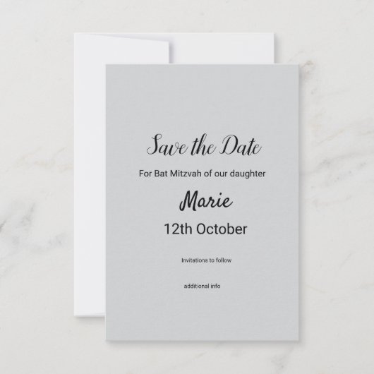 Eenvoudige minimale witte zwarte klassieker Edi Ba Save The Date (Voorkant)