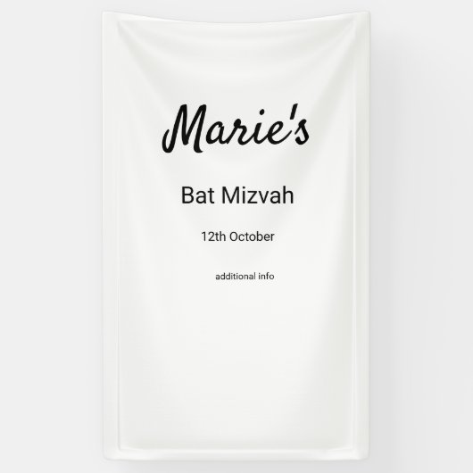 Eenvoudige minimale witte zwarte klassieker Edi Ba Spandoek (Verticaal)