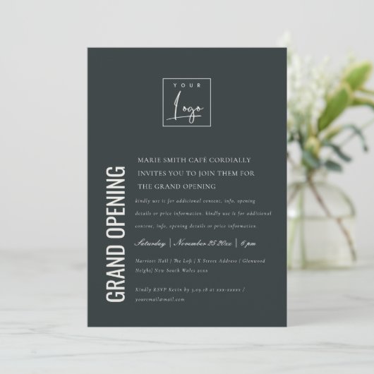 Eenvoudige minimale zakelijke, grote opening Logo Bedankkaart (Staand voorkant)