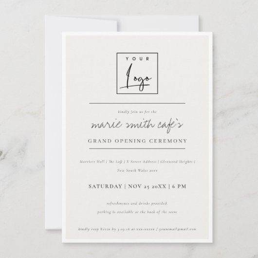 Eenvoudige minimale zakelijke, grote opening Logo Bedankkaart (Voorkant)