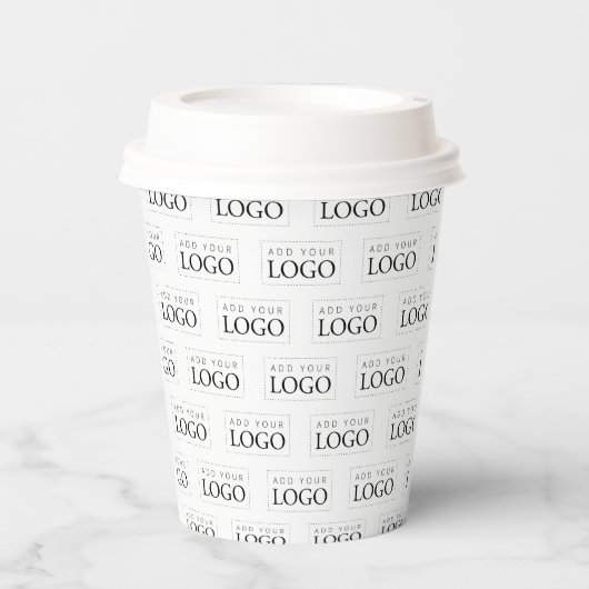 Eenvoudige minimale zakelijke Logo-patroonkoffie Papieren Bekers (Voorkant)