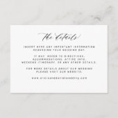 Eenvoudige minimale zwart-wit bruiloft details informatiekaartje (Voorkant)