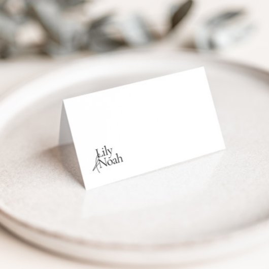 Eenvoudige minimale zwart-wit bruiloft plaats kaar kaart