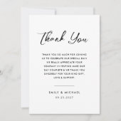 Eenvoudige minimale zwart-wit script bruiloft bedankkaart (Voorkant)