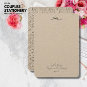 Eenvoudige minimale zwarte boog dank u koppels bru bedankkaart