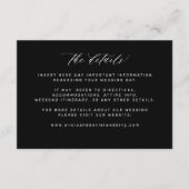 Eenvoudige minimale zwarte bruiloft details informatiekaartje (Voorkant)