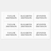 Eenvoudige minimale zwarte en witte add-Jouw naam  Labels (Vel)