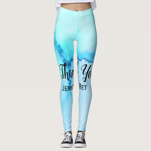 eenvoudige minimale zwarte kalligrafie - dank u vo leggings (Voorkant)