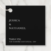 Eenvoudige minimale zwarte moderne bruiloft bedankjes labels (Voorkant)