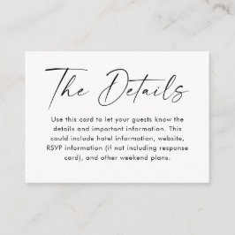 Eenvoudige Minimale zwarte witscript - Gegevens Informatiekaartje