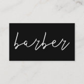 Eenvoudige, minimale zwarte witte barber handgesch visitekaartje (Voorkant)