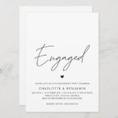 Eenvoudige Minimale Zwarte & Witte Engagement Part Kaart (Voorkant / Achterkant)