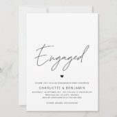 Eenvoudige Minimale Zwarte & Witte Engagement Part Kaart (Voorkant)