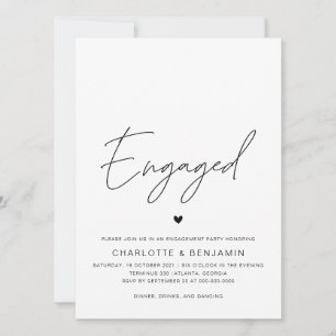 Eenvoudige Minimale Zwarte & Witte Engagement Part Kaart