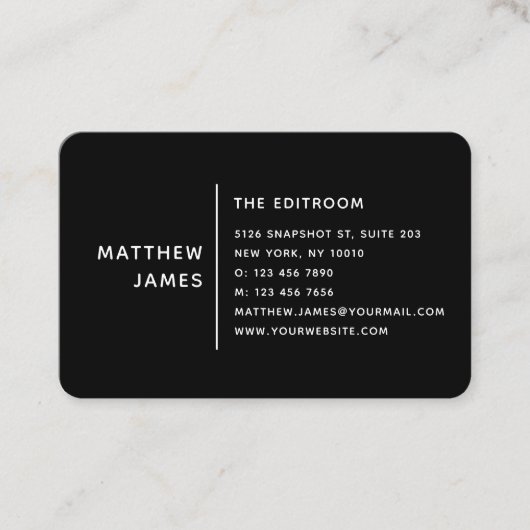 Eenvoudige, minimale zwarte witte QR Code Business Visitekaartje (Voorkant)