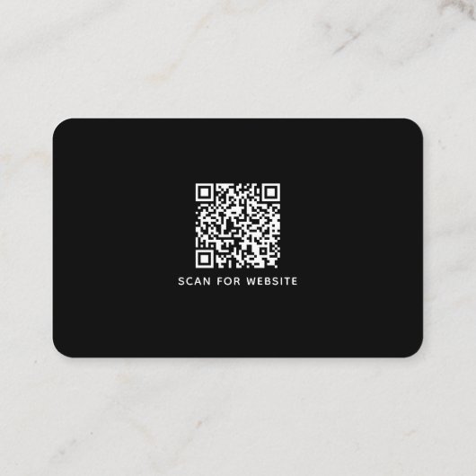 Eenvoudige, minimale zwarte witte QR Code Business Visitekaartje (Achterkant)