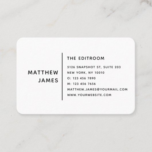 Eenvoudige, minimale zwarte witte QR-code Visitekaartje (Voorkant)