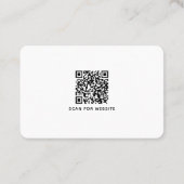 Eenvoudige, minimale zwarte witte QR-code Visitekaartje (Achterkant)