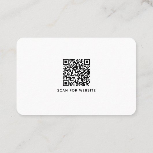Eenvoudige, minimale zwarte witte QR-code Visitekaartje (Achterkant)