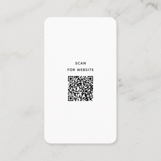 Eenvoudige, minimale zwarte witte QR-code Visitekaartje (Achterkant)