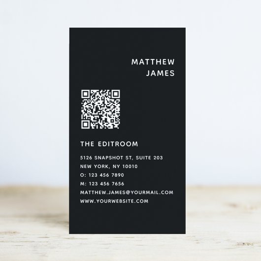 Eenvoudige, minimale zwarte witte QR-code Visitekaartje