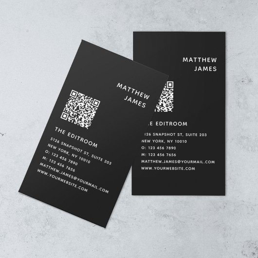 Eenvoudige, minimale zwarte witte QR-code Visitekaartje