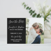 Eenvoudige minimale zwarte witte Typografie Save The Date (Staand voorkant)