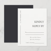 Eenvoudige minimale zwarte witte Typografie Wedden RSVP Kaartje (Voorkant / Achterkant)