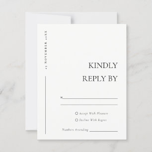 Eenvoudige minimale zwarte witte Typografie Wedden RSVP Kaartje