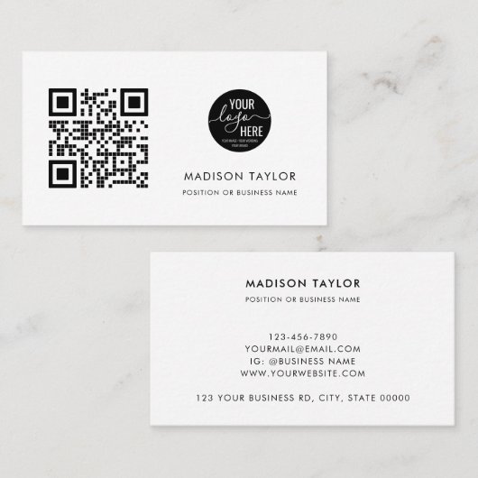 Eenvoudige minimalisatie van de QR-code van de Cus Visitekaartje (Voorkant / Achterkant)