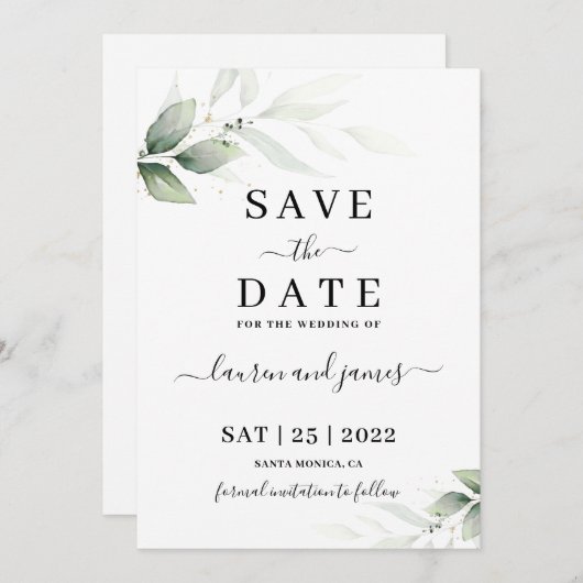 Eenvoudige minimalisator Sparen de uitnodiging van (Voorkant / Achterkant)