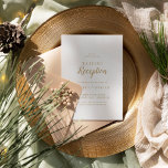 Eenvoudige minimalist|Alleen Gold Wedding Receptio Kaart<br><div class="desc">Deze eenvoudige minimalistische|gouden bruiloft receptie enige uitnodiging is perfect voor een elegante bruiloft. Het klassieke ontwerp heeft een aantrekkelijke gouden en witte typografie met een moderne minimale uitstraling. QSD114</div>