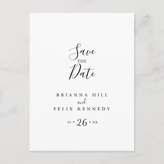 Eenvoudige minimalist Bewaar de datum Briefkaart (Voorkant)