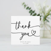 Eenvoudige minimalist dank u script hart bruiloft bedankkaart (Staand voorkant)