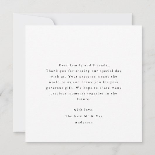 Eenvoudige minimalist dank u script hart bruiloft bedankkaart (Achterkant)