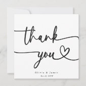 Eenvoudige minimalist dank u script hart bruiloft bedankkaart (Voorkant)