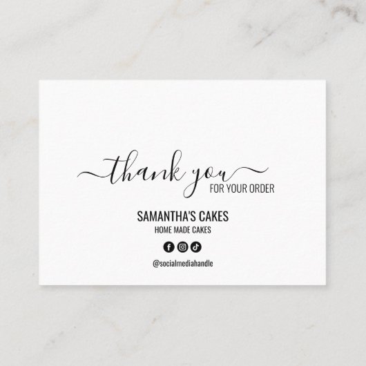 Eenvoudige minimalist dank u taart verzorging inst visitekaartje (Achterkant)