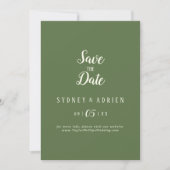Eenvoudige minimalist|Dark Sage Bruiloft Bewaar de Save The Date (Voorkant)