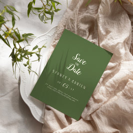 Eenvoudige minimalist|Dark Sage Bruiloft Bewaar de Save The Date